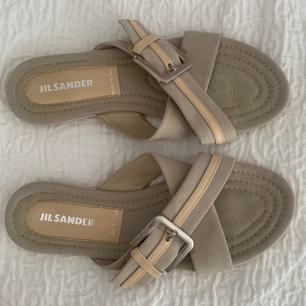 Jil Sander slip on cross cross buckle detail strap shoe sandal